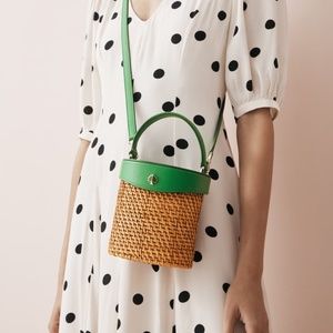 Kate Spade Mini Rose Bucket Bag Woven Wicker